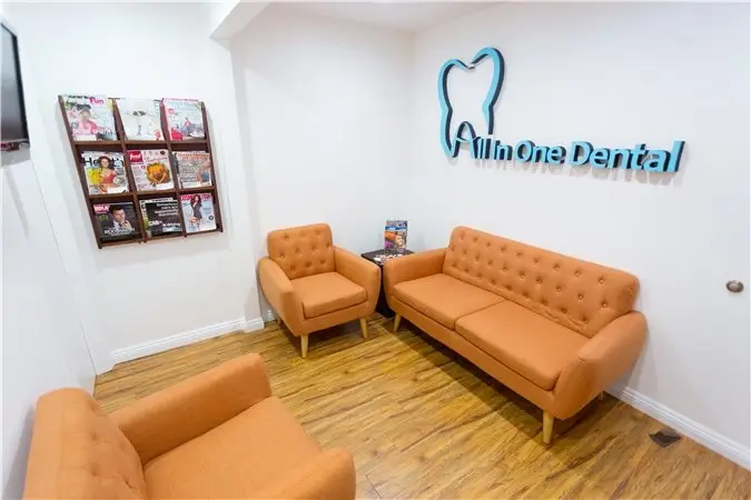 Waiting area at All In One Dental, Westchester, Los Angeles