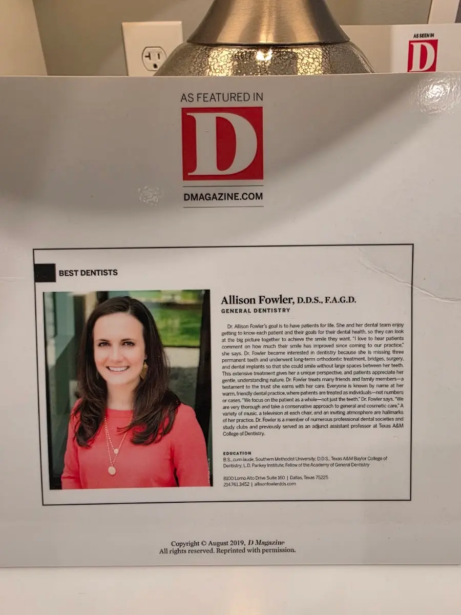 Chairside at Allison Fowler, DDS, Vickery Meadow, Dallas