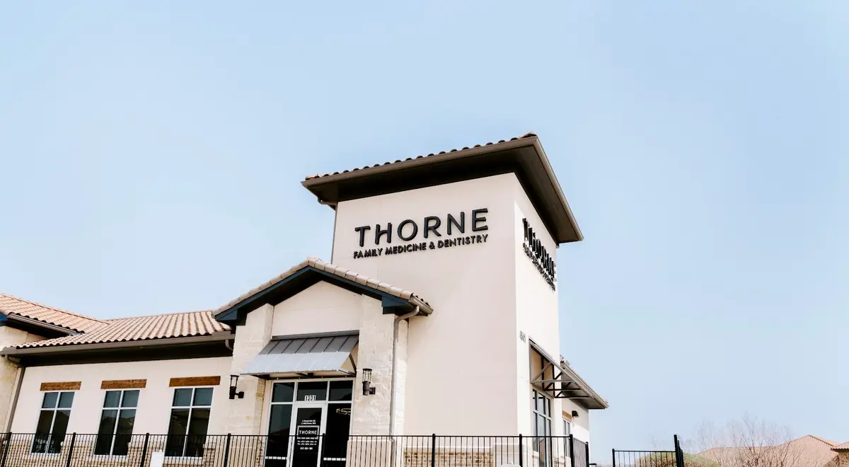 Front entrance of Thorne Family Dentistry, Heritage, Fort Worth