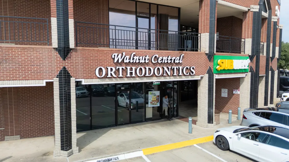 Front entrance of Walnut Central Orthodontics, Vickery Meadow, Dallas
